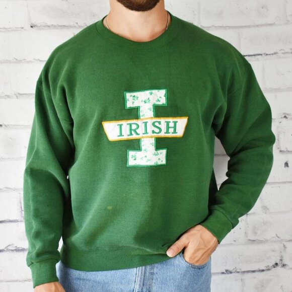 Unique Homemade Vintage 80s Irish Applique Spellout Sweatshirt - Picture 1 of 4
